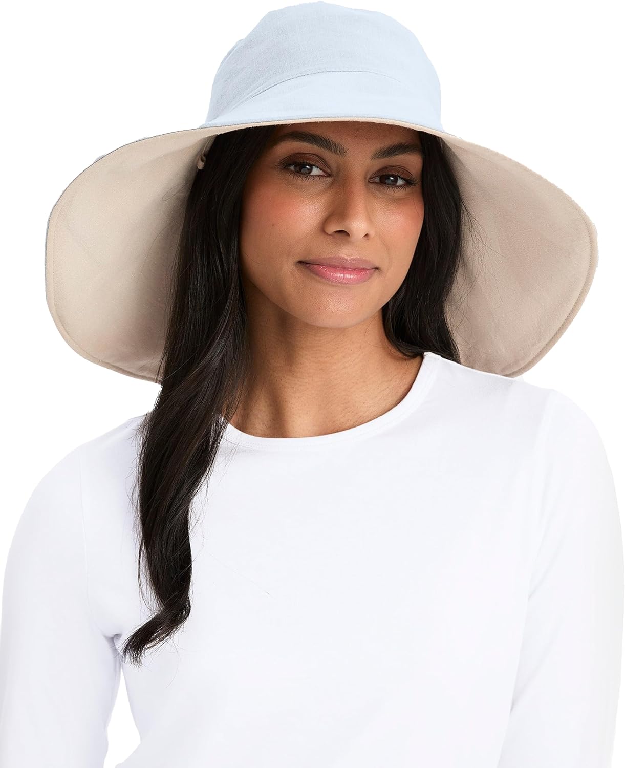 Solbari Women’s Ultra-Wide Cotton Linen Sun Hat UPF 50+, Packable, Adjustable with Ponytail Hole for Travel, Beach & Outdoors