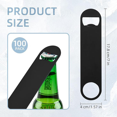 100 Pack Flat Beer Bottle Opener 7 inch Stainless Steel Flat Bottle Opener Beer - Image 2