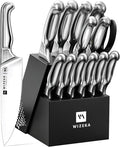 WIZEKA Kitchen Knife Set with Block: 15PCS German Stainless Steel Knife Block by WIZEKA