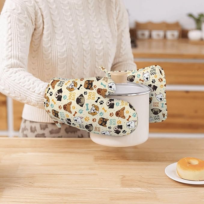 Cute Dog Oven Mitts and Pot Holders Set - Image 2