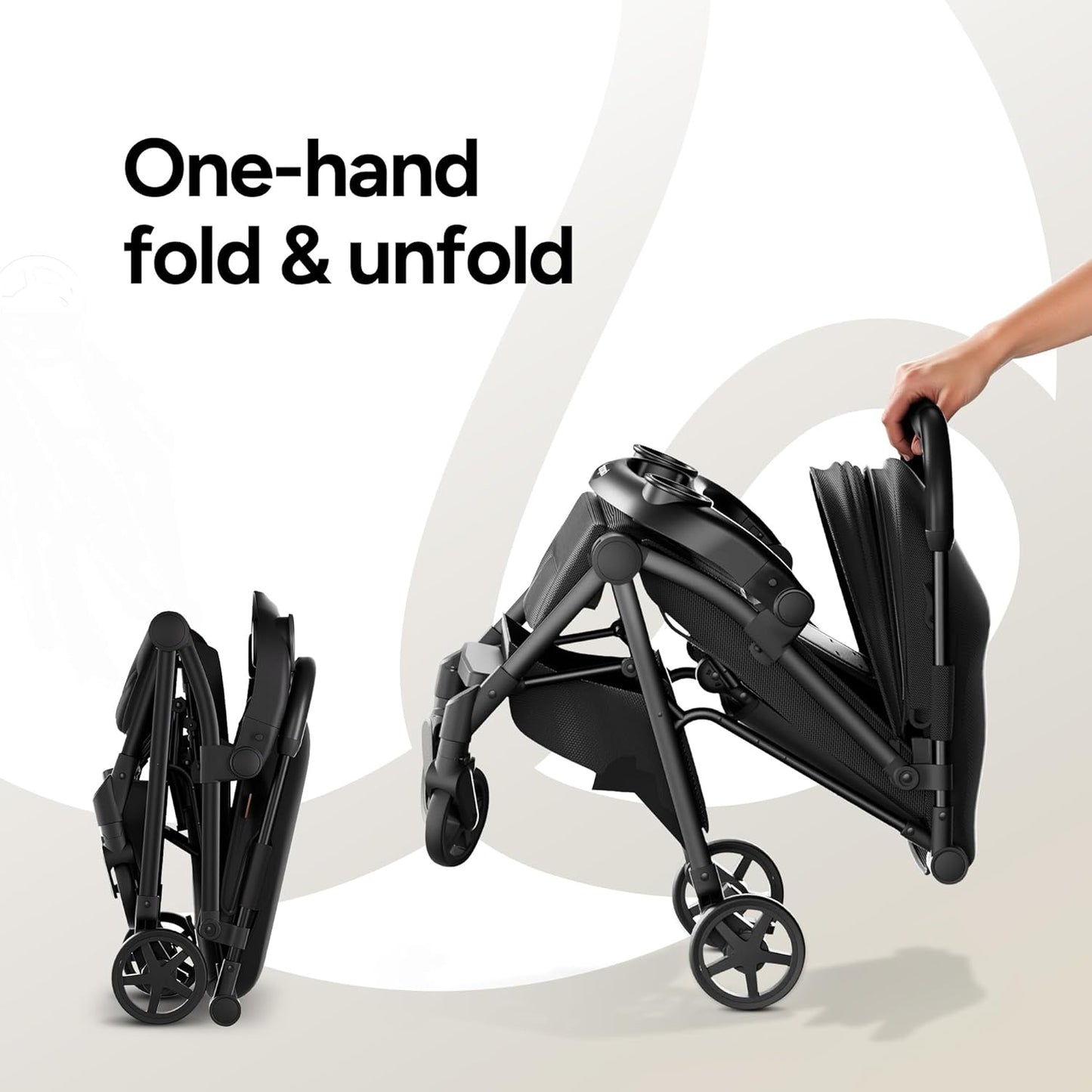 Mompush Lithe V2 Lightweight Travel Stroller, Compact Foldable Baby Stroller with Travel Bag, One-Hand Fold Stroller, Snack Tray, Mechanical Recline Seat, Airplane-Ready, Organizer & Rain Cover