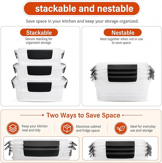 YORY 5 cup Plastic Food Storage Containers - Image 4