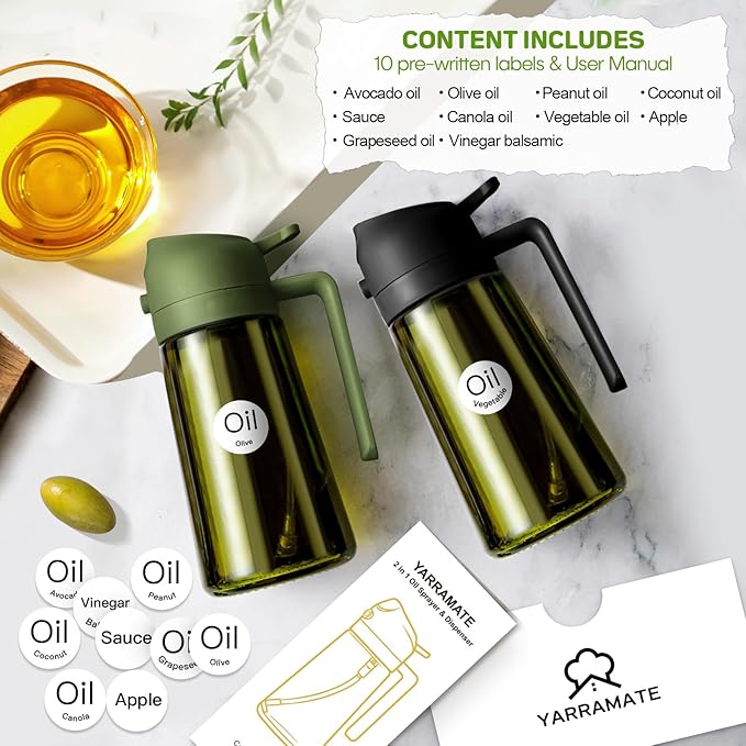 YARRAMATE 16oz/470ml Dark Green Oil Sprayer - Image 3