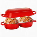 Mini Double Dutch Oven For Sourdough Bread Baking, 2.2QT Enameled Cast Iron by ONKO