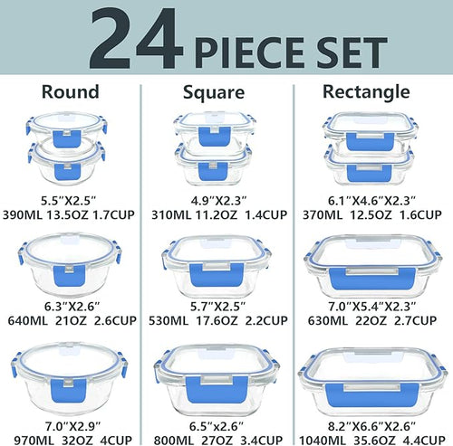 12 Pack Glass Food Storage Container Set - Image 2