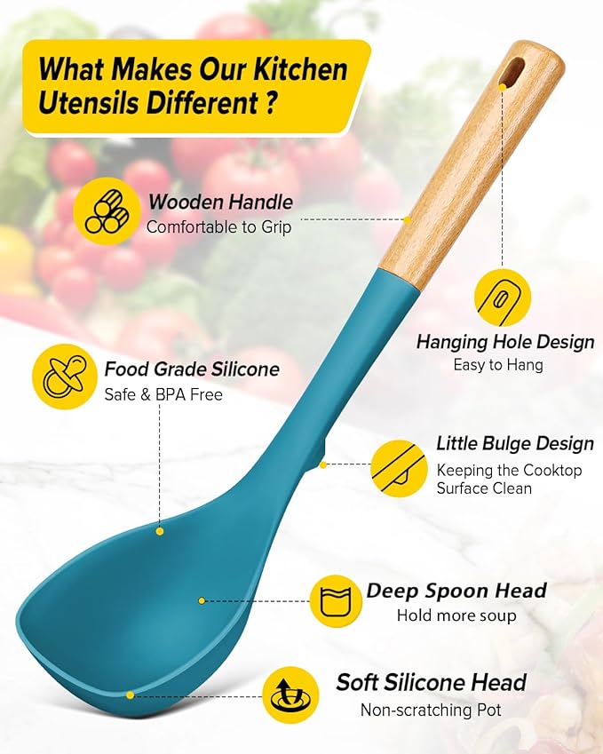 Silicone Soup Ladle and Spaghetti Spoon Set - Image 2
