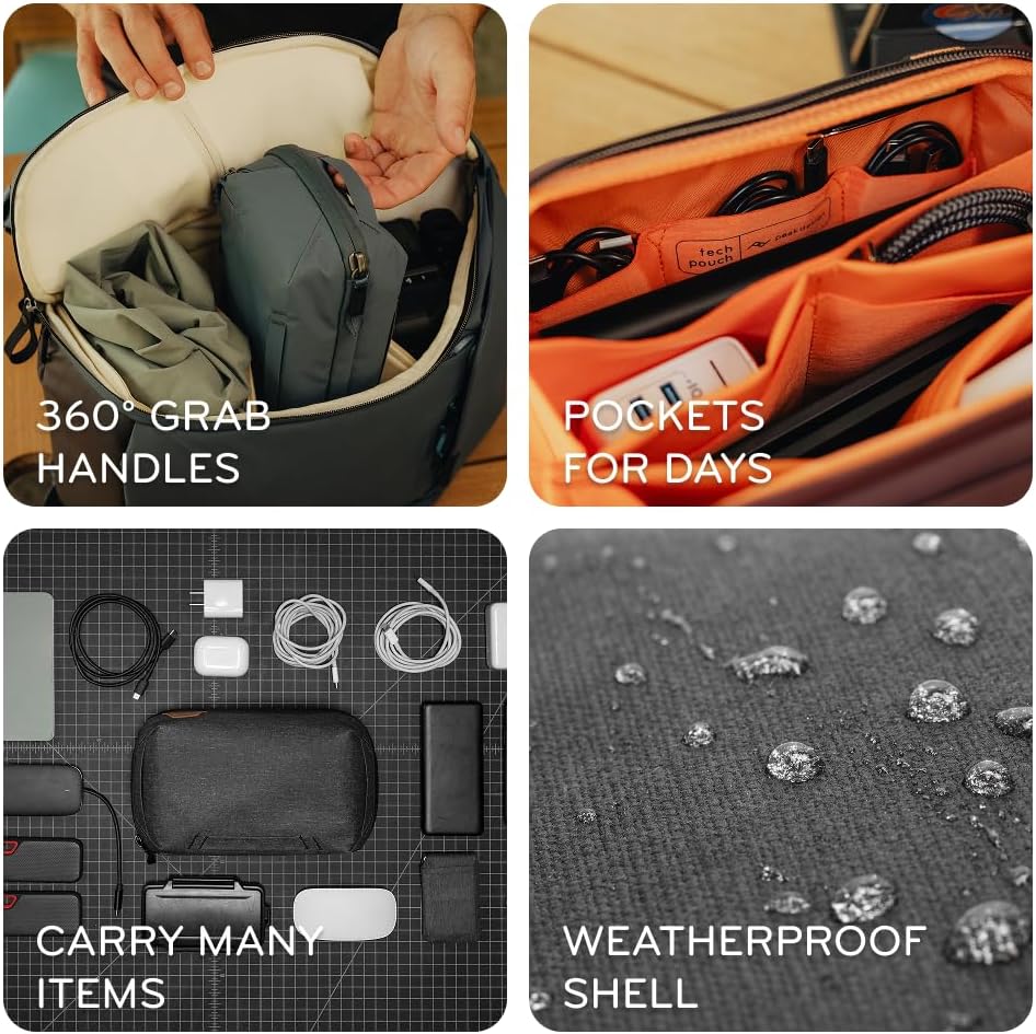 Peak Design Tech Pouch, Eclipse, Electronics Organizer for Travel or Everyday Carry, Origami-Style Storage, Cable Pass-Through, Weatherproof Recycled Nylon, Gear Carry Bag for Men and Women
