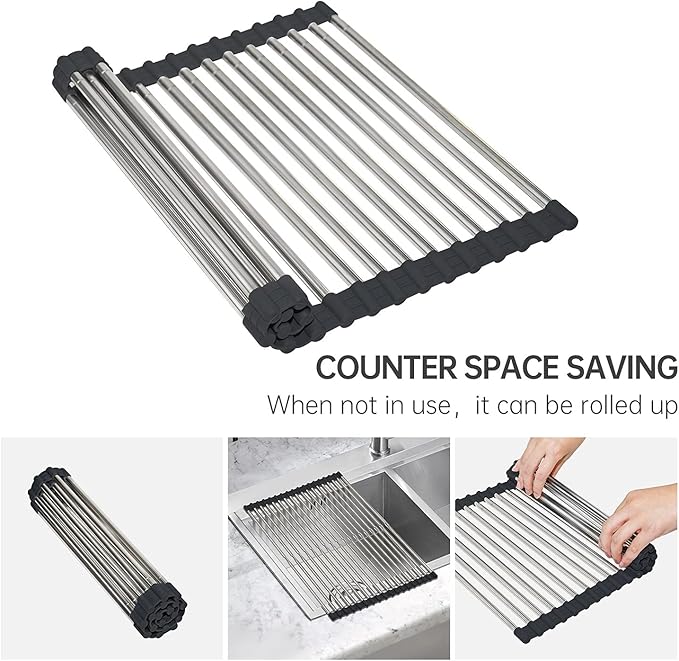 CHIRISEN Expandable Large Roll Up Dish Drying Rack, Foldable Over The Sink Dish - Image 5