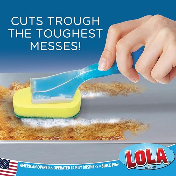 LOLA Soap Dispenser Dish Brush Wand, Absorbent Sponge Scrubber, No Leaking. - Image 3
