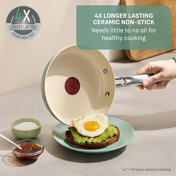 T-Fal Inspire Ceramic Frying Pans Nonstick 12 Inch Skillet, Oven Safe to 500°F - Image 4
