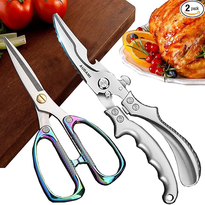2-Piece Kitchen Shears Set, Heavy Duty Professional Poultry Meat Scissors by AUDAMI