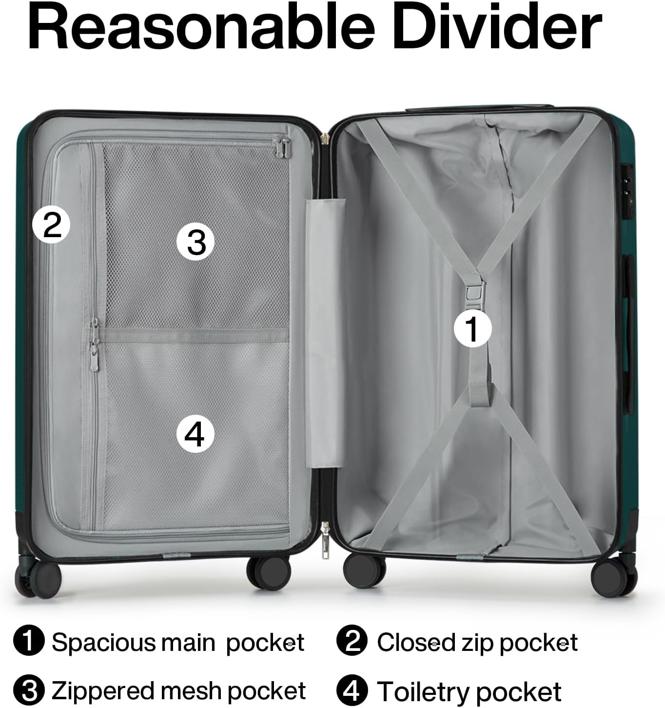 Hanke Luggage Sets 2 piece Carry On Luggage with Wheels PC Hard Shell Suitcases Lightweight Travel Luggage Travel Suitcase Woman Men 20/29 Inch (Blackish Green)