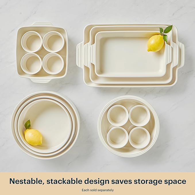 Pyrex 8-Piece Ceramic Complete Bakeware Set, Nonstick Pie, Lasagna Oven Pans - Image 5
