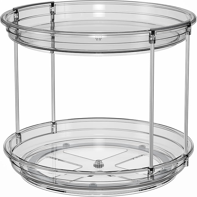 LAMU 2 Pack 2 Tier Lazy Susan Turntable Organizer 9.25'' Rotating Spice Rack - Image 9
