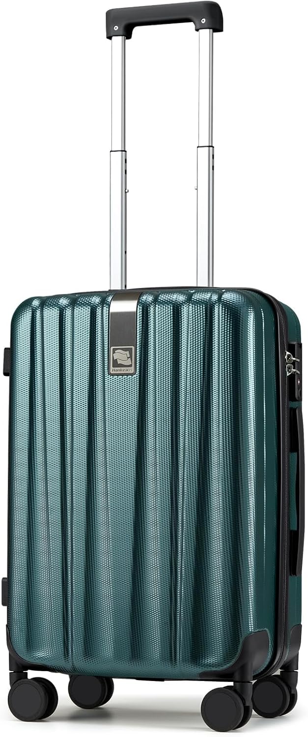 Hanke 20 Inch Carry On Luggage 22x14x9 Airline Approved Lightweight PC Hard Shell Suitcases with Wheels Travel Luggage Rolling Suitcase Travel Luggage Bag for Weekender(Blackish Green)
