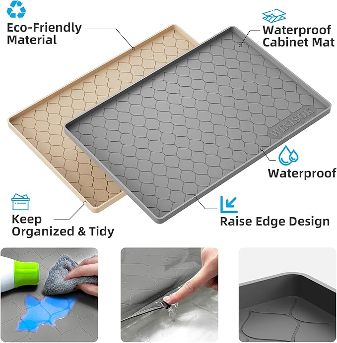 Winisok Silicone Under Sink Mat 28" x 22", kitchen Essentials and Gadgets - Image 2