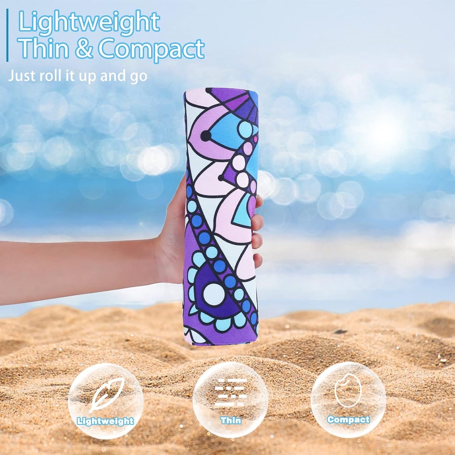 4 Pack Microfiber Oversized Lightweight Beach Towel 71"x32" Extra Thin Large Sand Free Towels Travel Swim Pool Yoga Gym for Adults Women Men Beach Essentials Accessories Vacation Gift