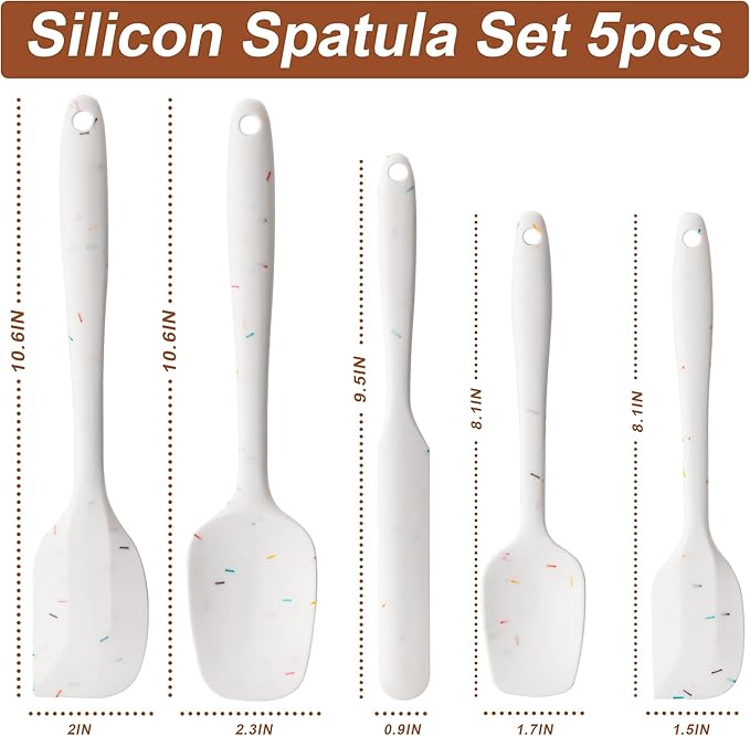 Silicone Spatula Set, 5 Piece Food Grade Rubber Spatulas - Image 2