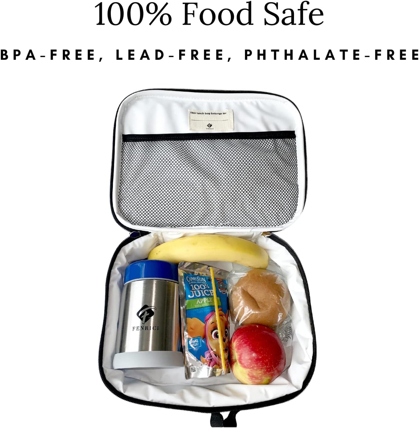 Fenrici Lunch Box for Boys, Kids Insulated Lunch Bag, Soft Sided Compartments, Spacious, BPA Free, Food Safe, 10.8in x 8.5in x 2.8in, Shark, Camo