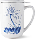 AmorArc Porcelain Tea Mug with Infuser and Lids, 18 Oz Large Cup Strainer with by AmorArc