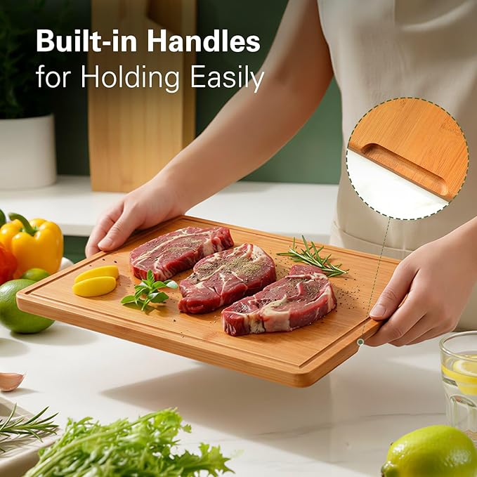 Zarler Bamboo Cutting Boards for Kitchen, 15.5x10.5 Wood Cutting Board - Image 8