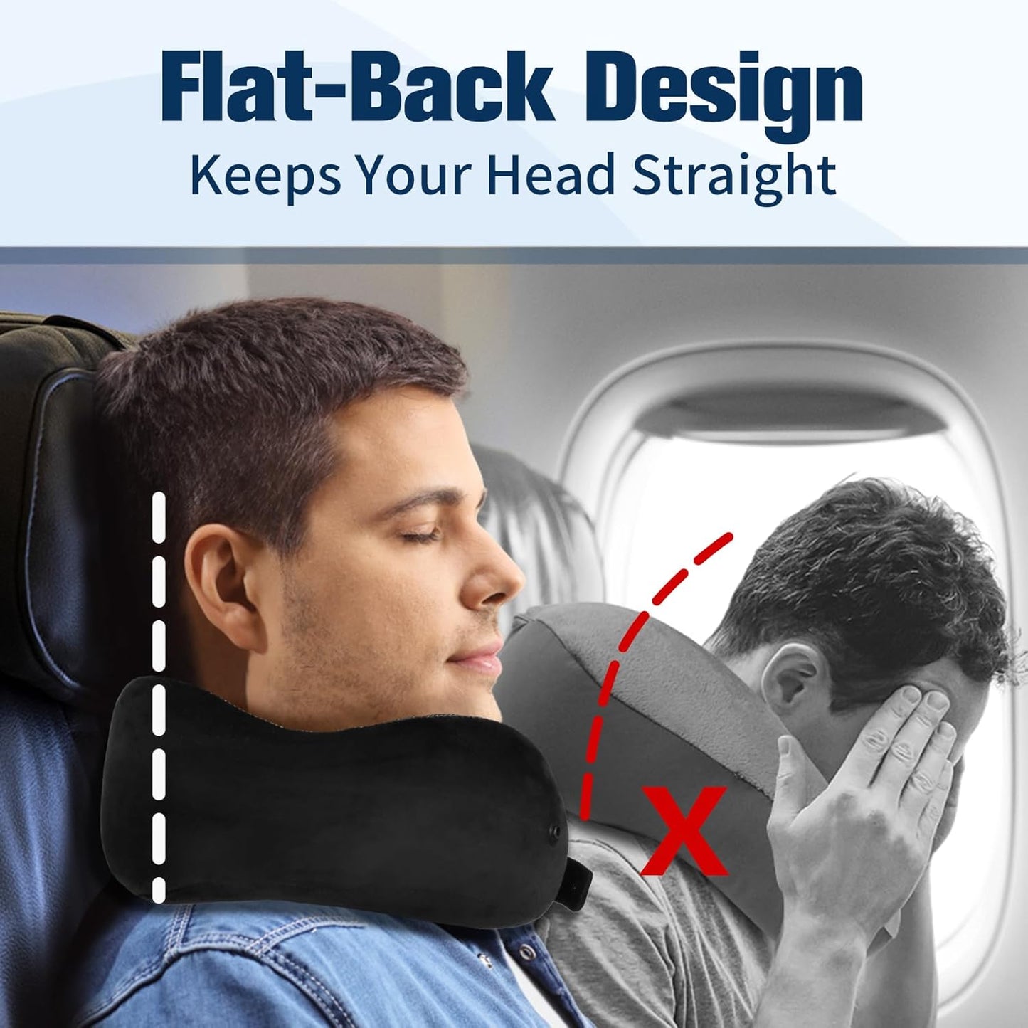 Neck Pillow for Traveling, Travel Pillows for Airplanes,100% Pure Memory Foam Travel Neck Pillow, Adjustable Flight Pillow, Portable Plane Accessories with Eye Mask, Earplugs, Carry Bag