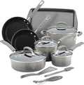 Rachael Ray Brights Nonstick Cookware Pots and Pans Set, 14 Piece, Sea Salt Gray by RachaelRayKitchenware