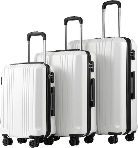 Coolife Luggage Expandable Suitcase PC+ABS 3 Piece Set with TSA Lock Spinner 20in24in28in