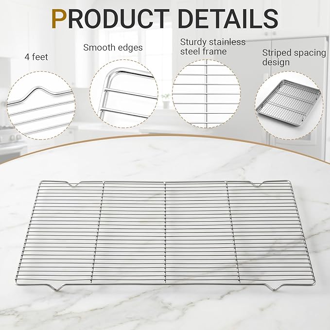 Lounsweer 2 Pcs Cooling Racks, 21L X 13W X 1H Stainless Steel Wire Rack - Image 3
