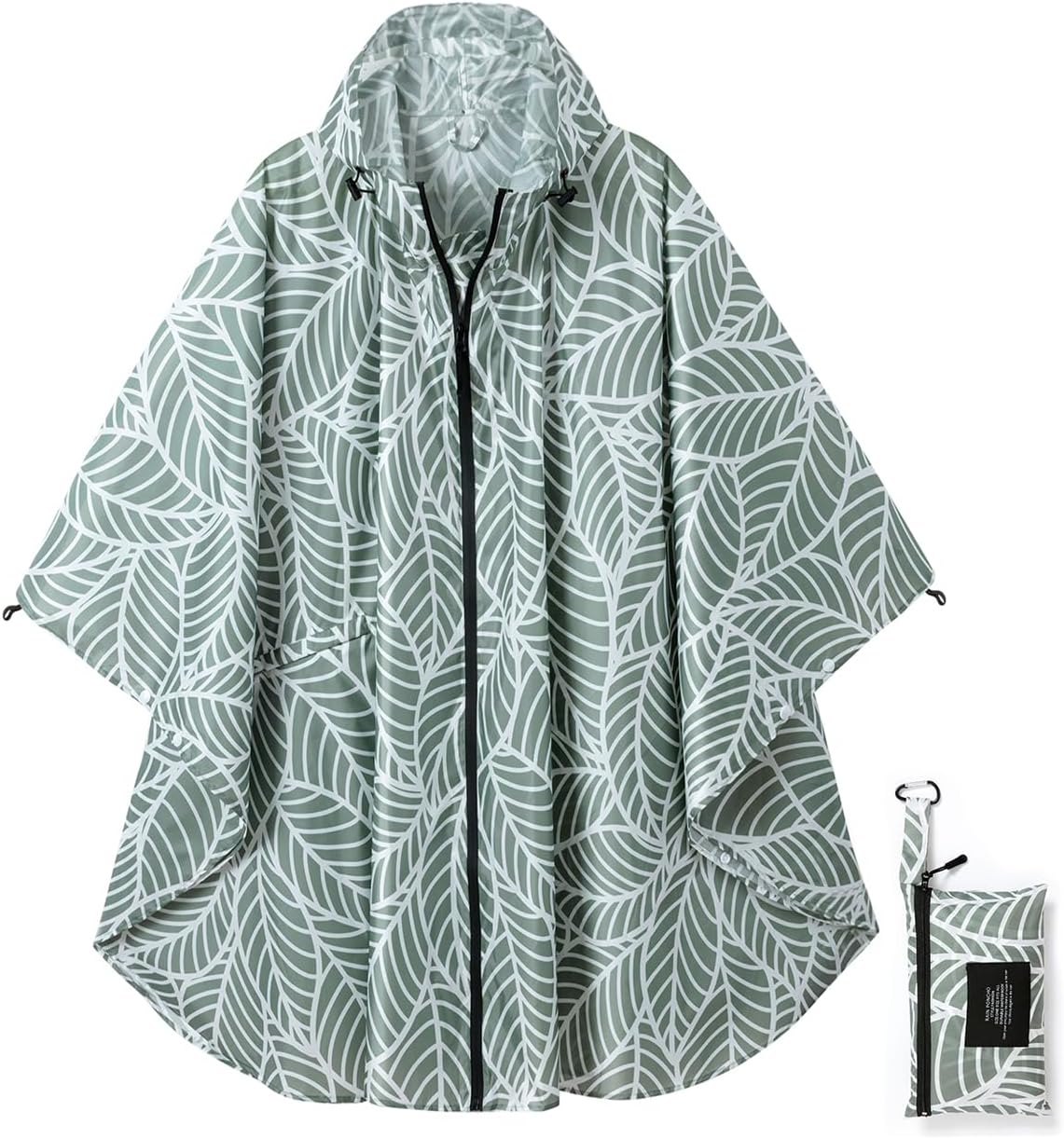 Rain Poncho Jacket Coat Hooded Zipper Style for Women/Men/Adult with Pocket