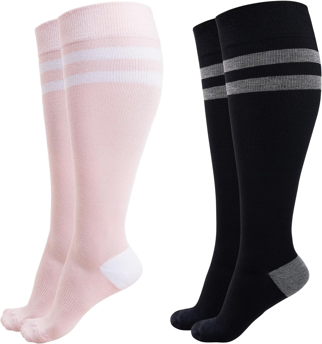 Momcozy Compression Socks for Women Wide Calf, 15-20mmHg Knee High Support Socks for Pregnancy, Nurses, Travel, Flying
