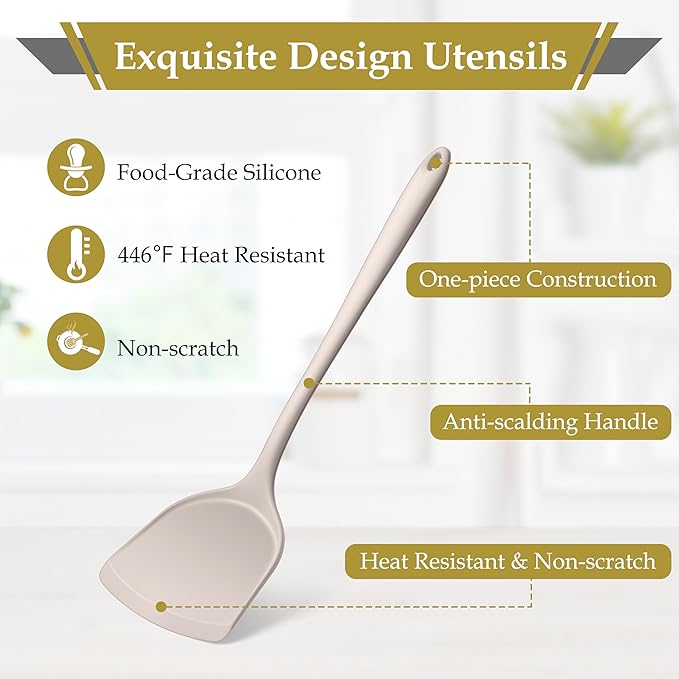 LIANYU 8Pcs Kitchen Utensils Set, Silicone Cooking Utensils Spatula Set - Image 3