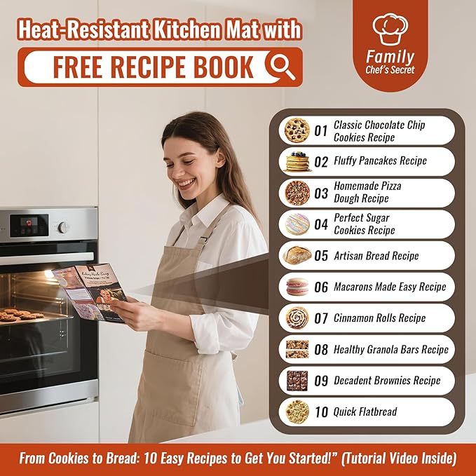 Non Stick Pastry Mat with 10 Quick Recipes, Silicone Dough Mat - Image 3