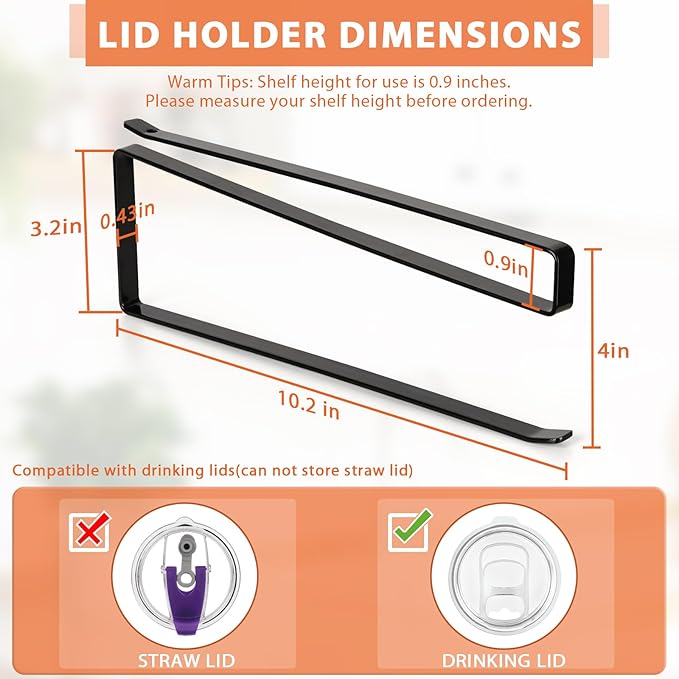 2 Pack Tumbler Lid Organizer, Horizontal Tumbler Lid Storage Hook to Hold Up 20 - Image 3