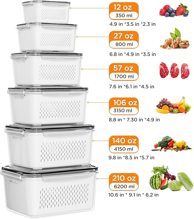 6 PCS Fruit Storage Containers for Fridge - Image 3