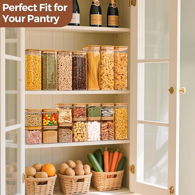 ComSaf 0.7 Qt Glass Food Storage Jars Set of 4, Pantry Organization Jar - Image 5