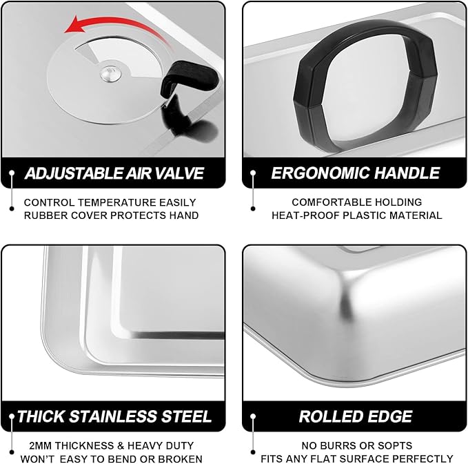 13 x 9.75Inch Cheese Melting Domes, HaSteeL Rectangular Basting Steam Cover - Image 3