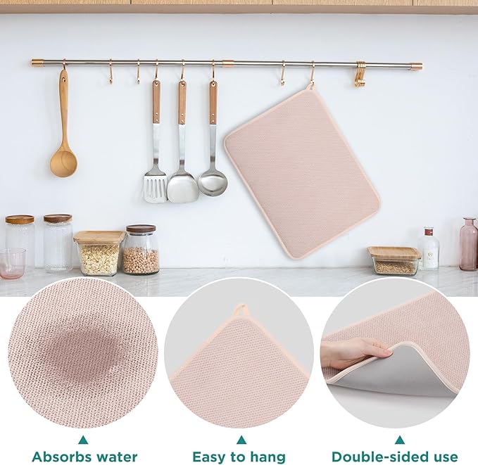 GeeRic Microfiber Dish Drying Mat, Super Absorbent Kitchen Dish Drying Pad - Image 3