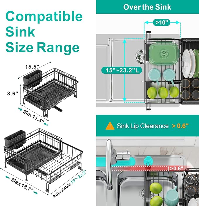 Swedecor Extendable Dish Drying Rack - Image 2