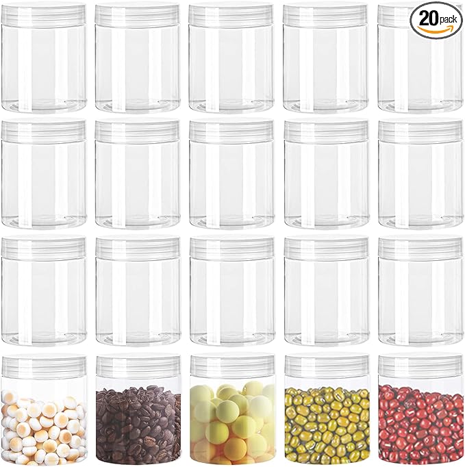20 Pack 4oz Clear Plastic Jars by Panxxsen