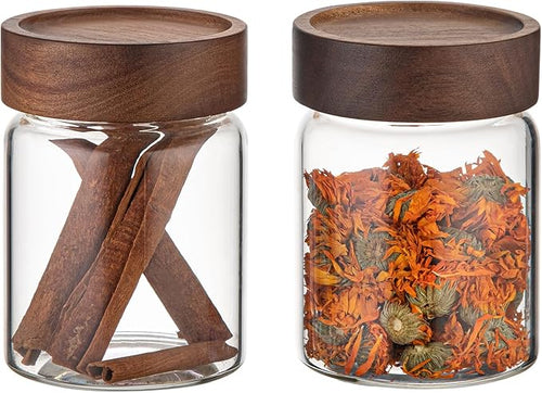 10 oz Small Glass Jars with Top Screw Lid Round Herb Coffee Bean Ground Storage by Patoper