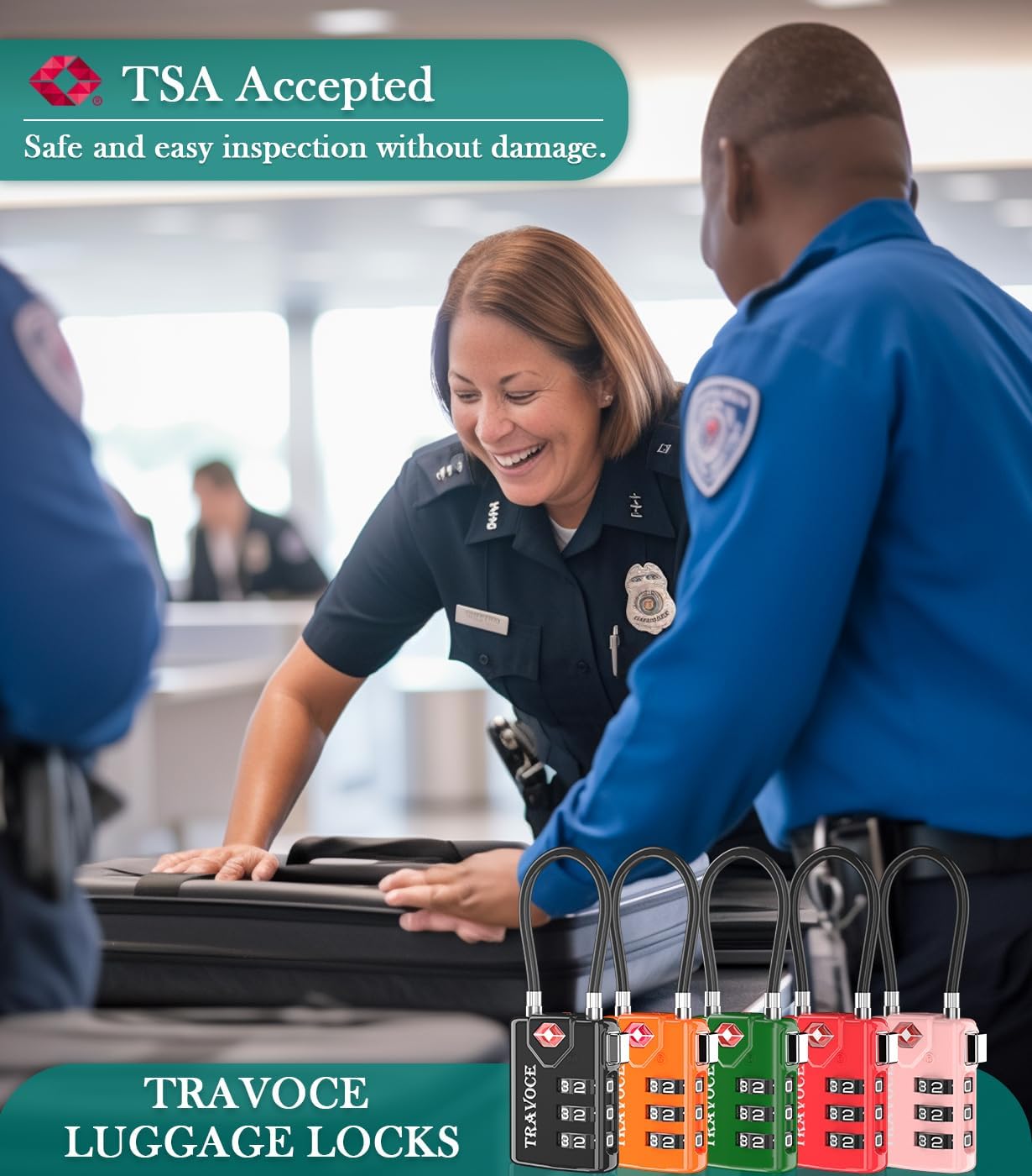TSA Approved Luggage Locks, Travel Locks Which Also Work Great as Gym Locks, Toolbox Lock, Backpack and More, Black 1 Pack