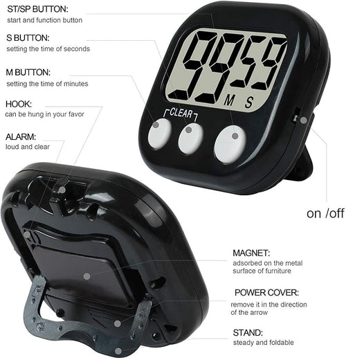 12 Pack Digital Kitchen Timer Large LCD Display Loud Alarm Strong Magnetic Stand - Image 2