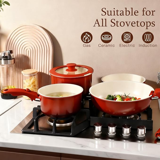 GIPP 11PCS Ceramic Pots and Pans Set Non Stick, Nonstick Cookware Set - Image 6