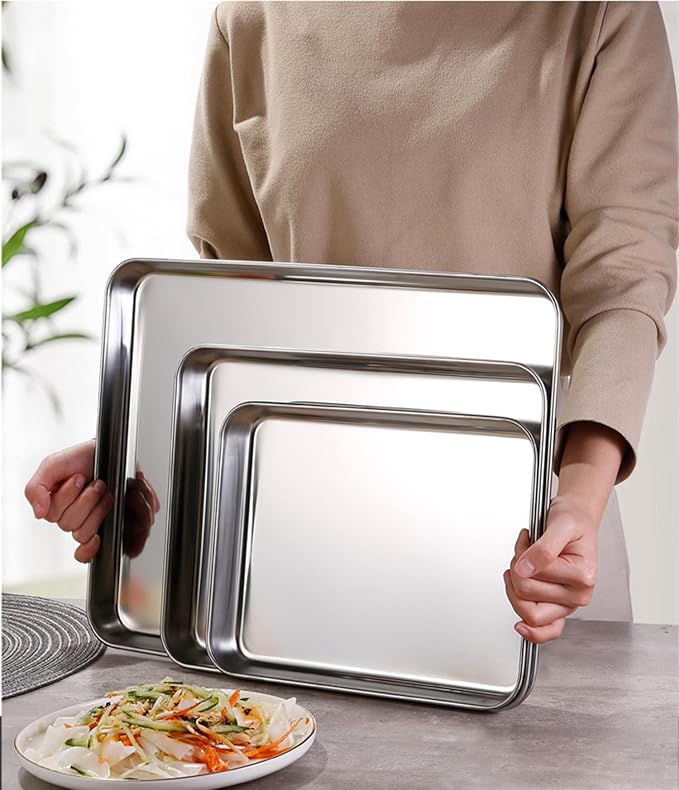Small Cookie Baking Sheet Pans Stainless Steel 304 Tiny Serving Tray 12.4 x9.6 - Image 7