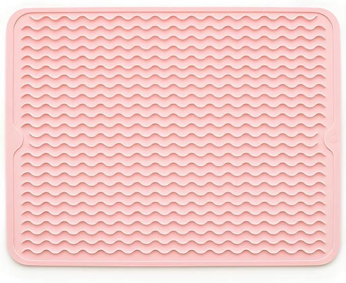 Silicone Drying Mat 16 × 12 – Pink Rose Non-Slip Sink Mat by Unknown