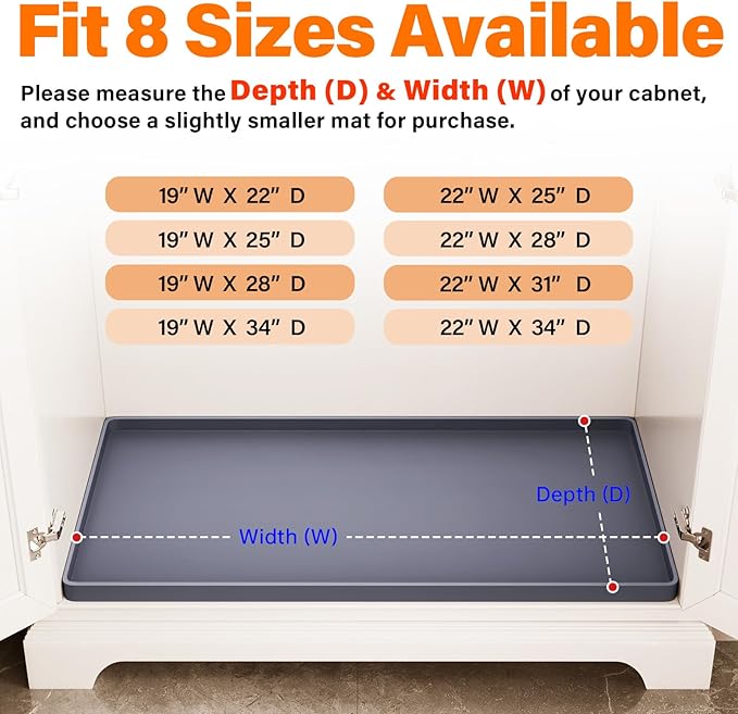 FLATO Waterproof Under Sink Mat 28" x 19" Shelf Liner - Image 5