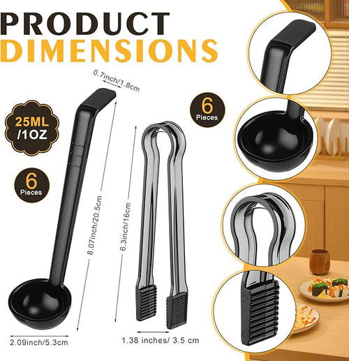 12 Pieces Plastic Serving Utensils Set Including 6 Pcs 1 oz Small Ladle and 6 - Image 2