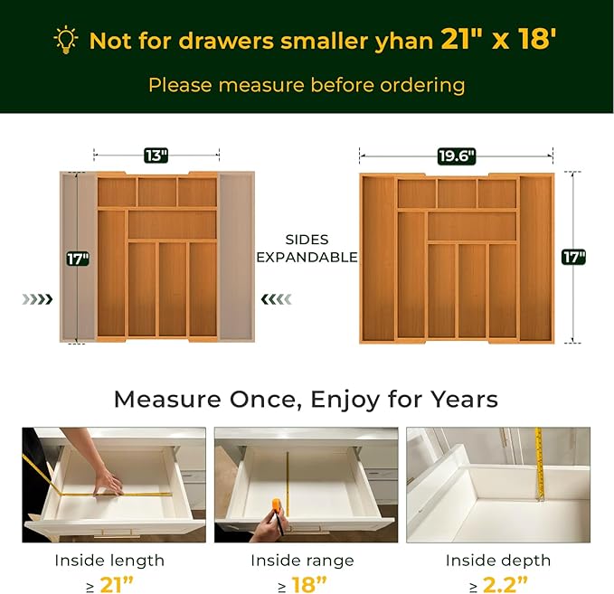 keechee 6-Piece Bamboo Drawer Organizer Set, 2.2" Deep Multi-Use Organizers - Image 2