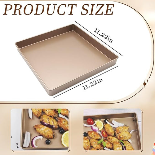 11 Inch Square Cake Pan, 2 Inch Deep Baking Pan Nonstick Cookie Sheet Brownie - Image 2
